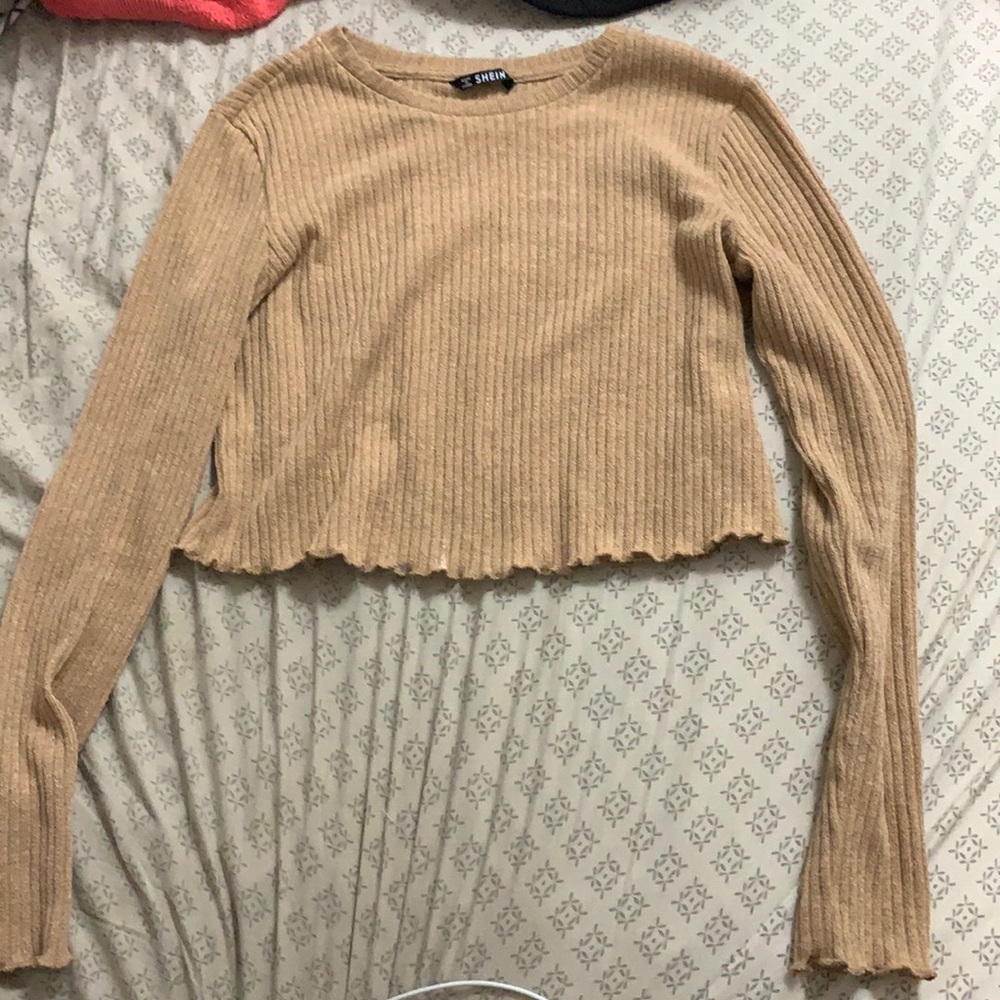Light brown long sleeve shirt, from SHEIN.